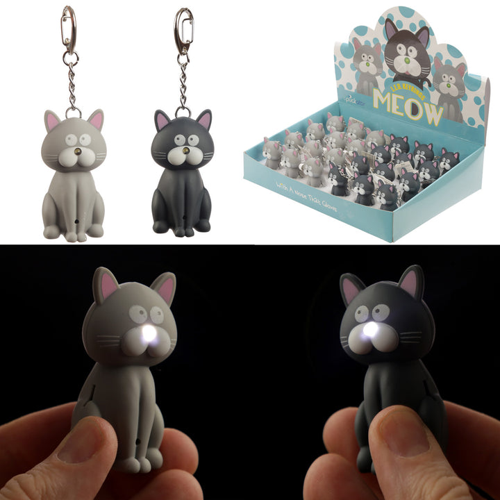 LED Light & Sound Keyring - Meowing Cat KEY104-0