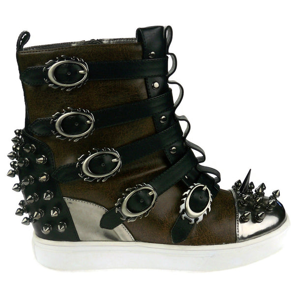 Hades Shoes - Skylar Brown Studded Steampunk Sneakers - Irswage garnishmenthelp Tampere