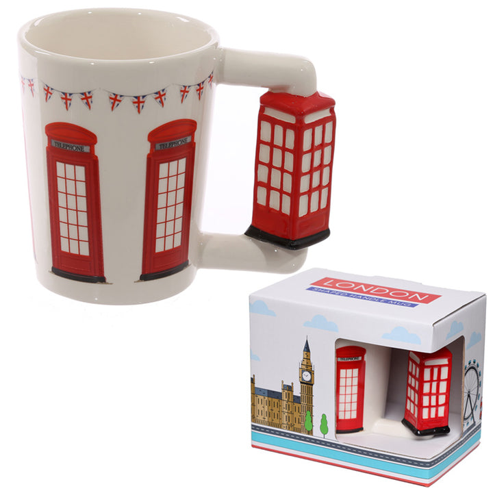 Novelty Ceramic Shaped Handle Telephone Box Mug SMUG87-0