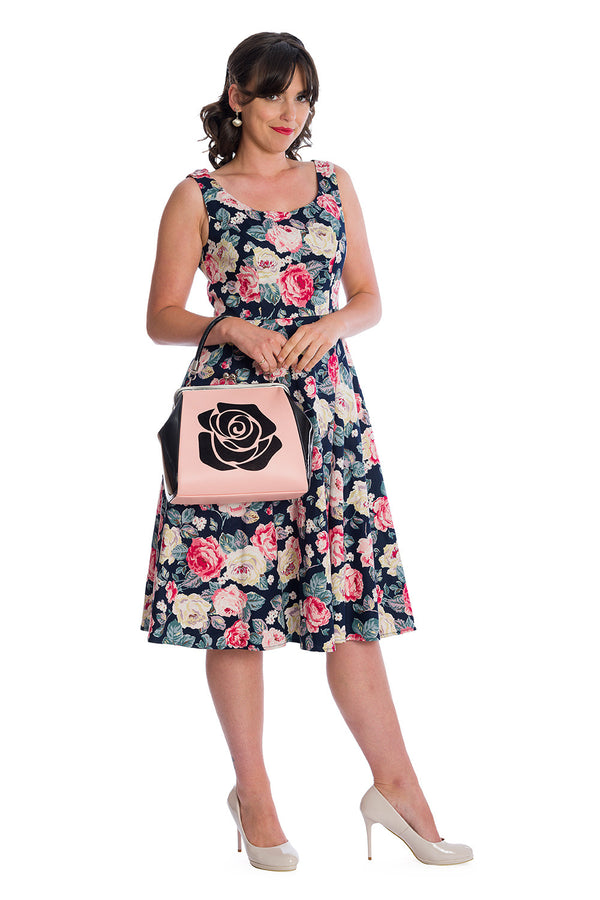 ROSE BLOOM FIT & FLARE DRESS by Royal Monk