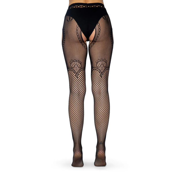 Leg Avenue Suspender Tight in Duchess Lace UK 6 to 12 by Leg Avenue Lingerie