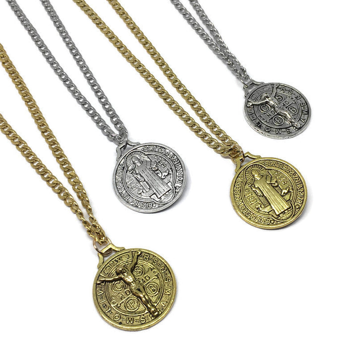 Gifts From The Crypt - Jesus x St Benedict Coin Necklace-1