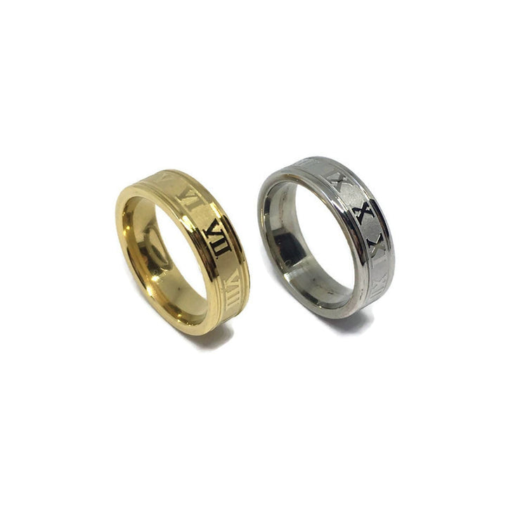 Roman Numerals Steel Band Ring by Gifts From The Crypt