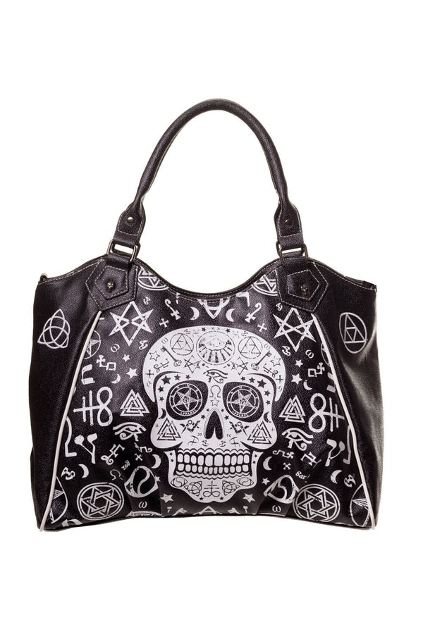 Black Skull Pentagram Handbag by Lost Queen