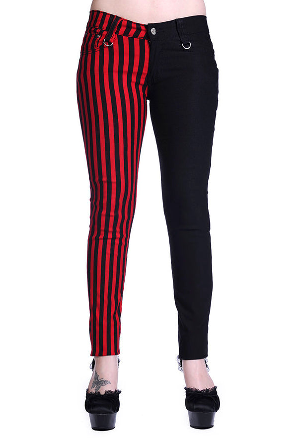 Half Black Half Striped Trousers