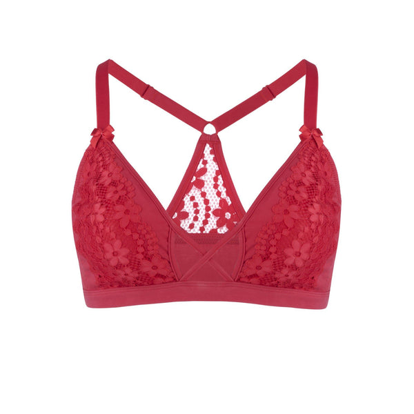 Passion Red - Lace Organic Cotton & Silk Bralette-0