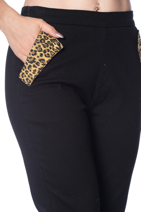 ROCK N ROLL LEOPARD DENIM CAPRI PANTS