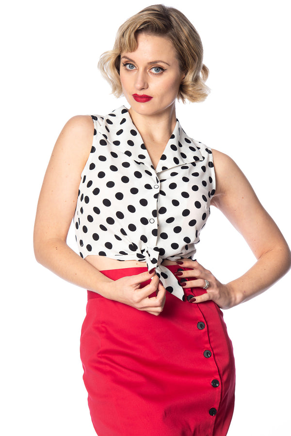 POLKA LOVE TIE TOP by Banned Apparel