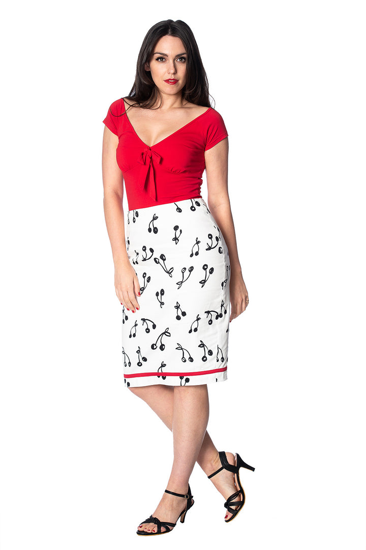 CHERRY POP PENCIL SKIRT by Banned Apparel