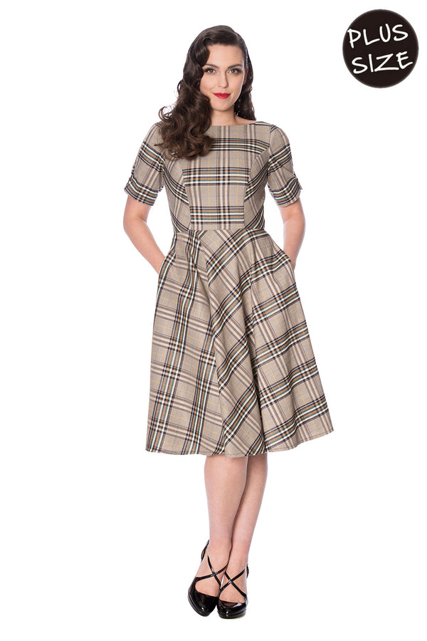 CUTIE CHECK FIT AND FLARE DRESS by Banned Apparel