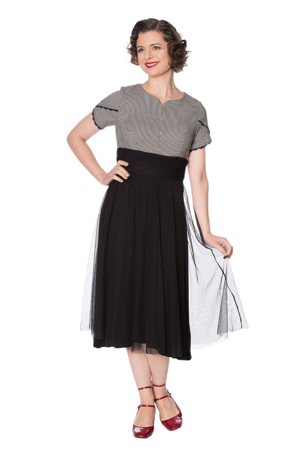 Banned Apparel - Betty Houndstooth Dress by Banned Apparel