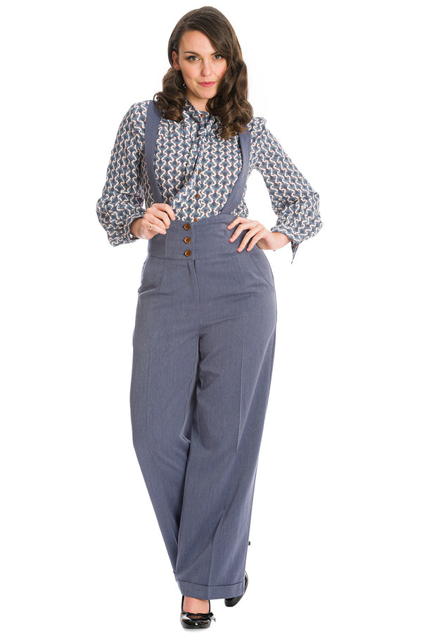 BANNED RETRO 1940s Her favourite trouser High waisted with pockets and detachable suspenders