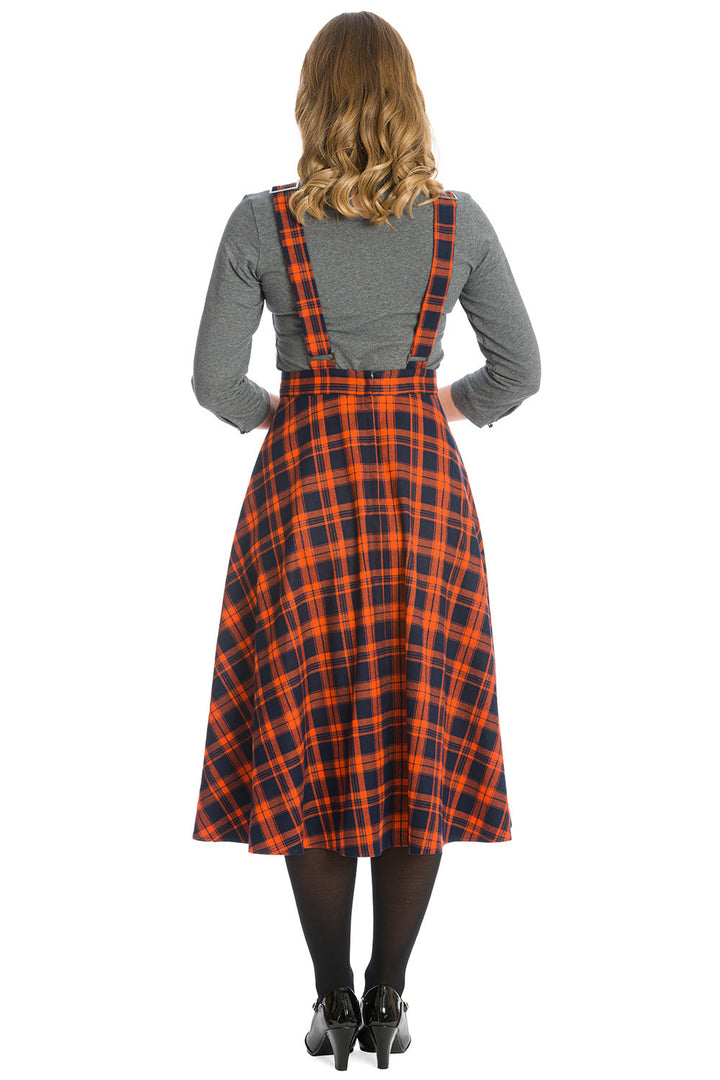 MISS SPOOK CHECK PINAFORE DRESS by Banned Apparel