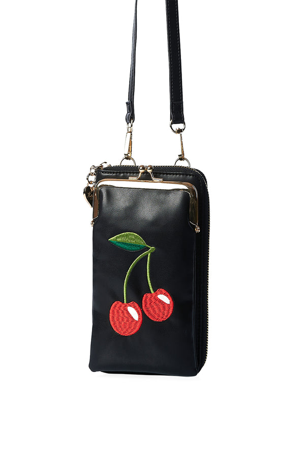 CHERRY PIE CROSS BODY PHONE BAG by Banned Apparel