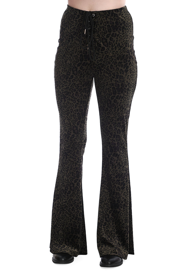 VIXEN LEOPARD FLARE TROUSERS