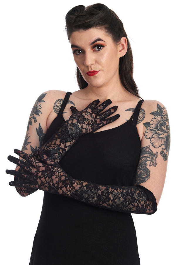 Banned Apparel - Sybil Lace Long Gloves