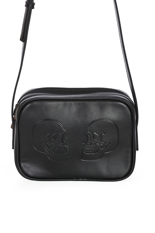 TWIN SKULL CROSSBODY BAG