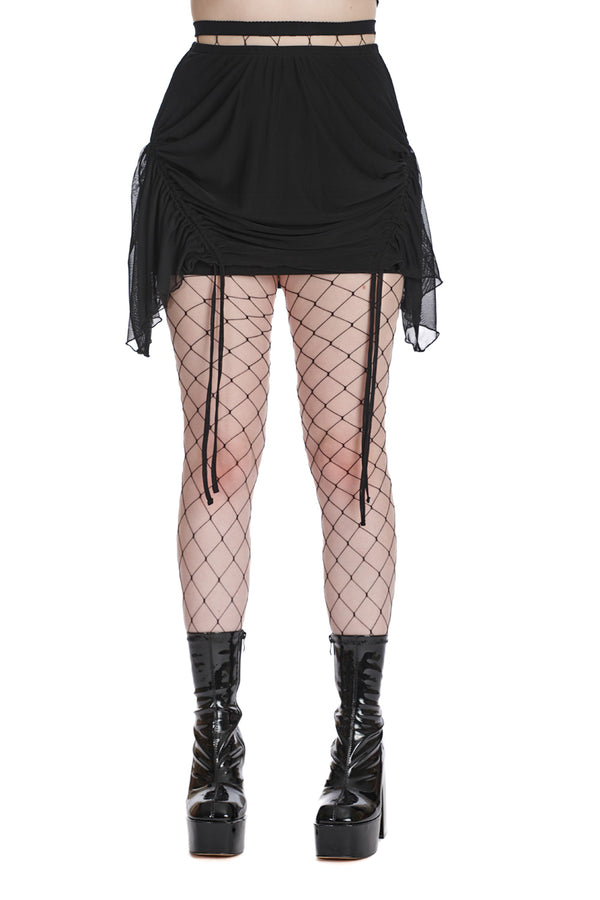 TATTERED THREADS MESH SKIRT