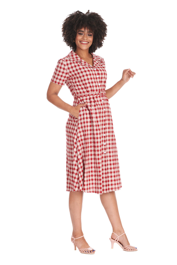 CHERRY CHECK  DRESS by Banned Apparel