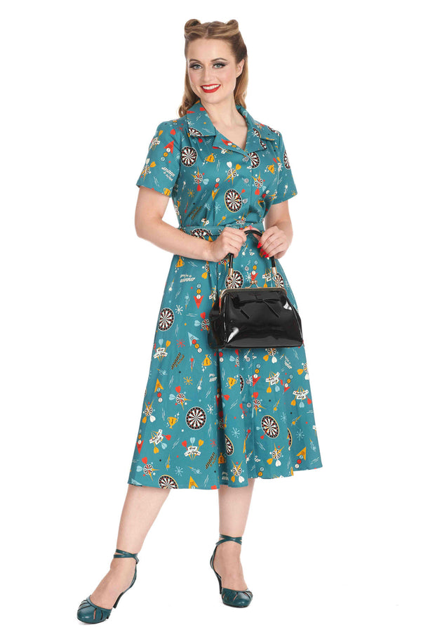 KEEP EM FLYING BUTTON SWING DRESS