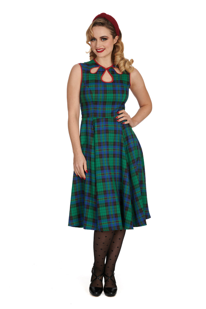 WINTER CHECK FLARE DRESS by Banned Apparel