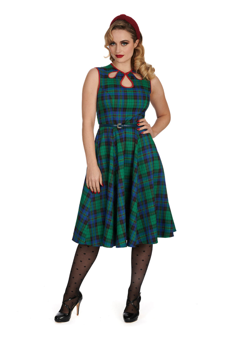 WINTER CHECK FLARE DRESS by Banned Apparel