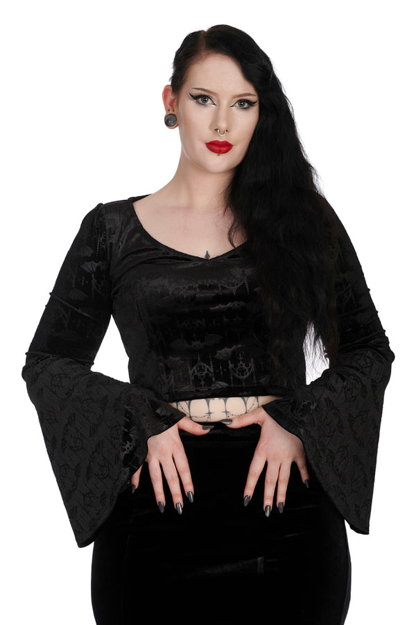 VOODOO LADY GOTHIC BAT TOP by Grin Entertainment Store