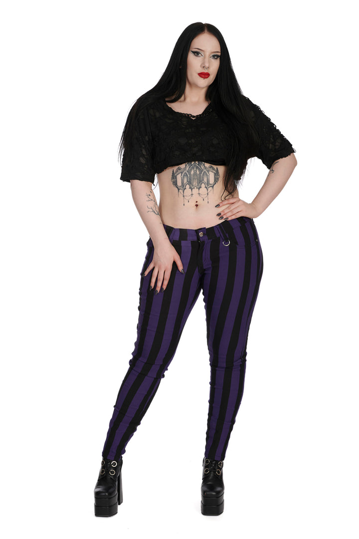 FOREVER YOURS STRIPED TROUSERS by Banned Apparel