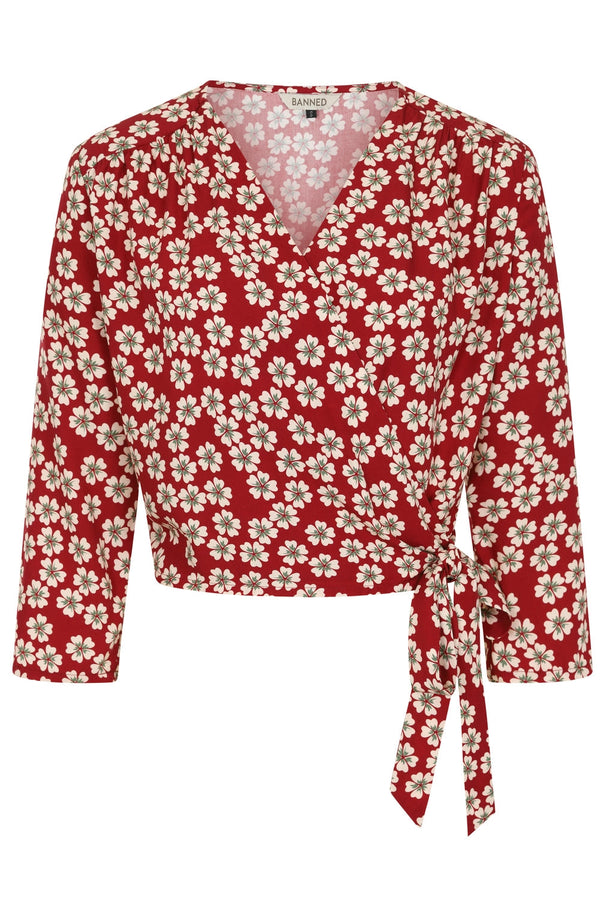 Gracie 40s blossom wrap blouse