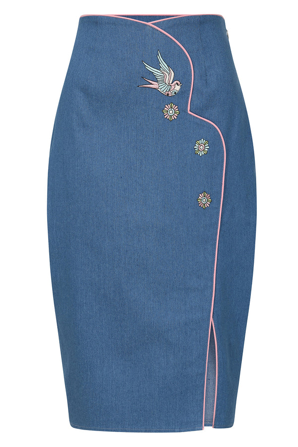 MILLIE SWALLOW PENCIL SKIRT