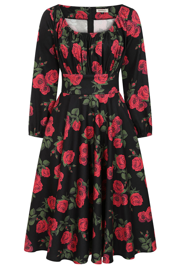 Mina romantic roses swing dress