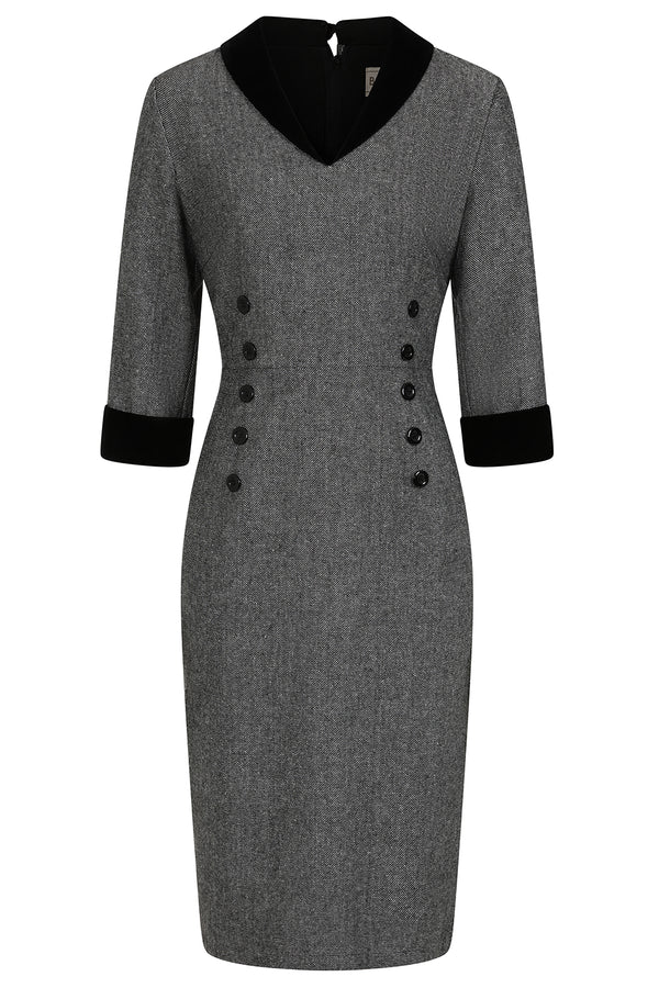 Sylvia herringbone Pencil dress