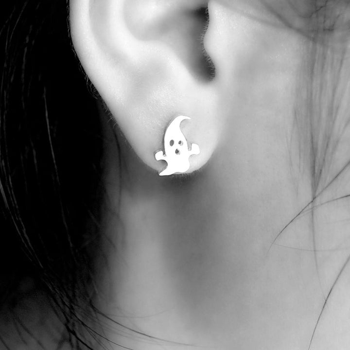 Ghost and Pumpkin Stud Earrings-3