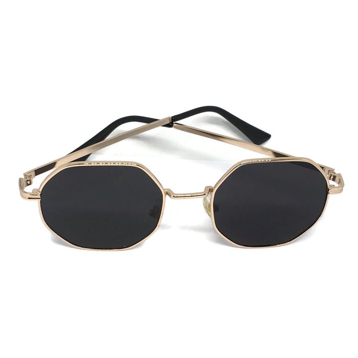 Gifts From The Crypt - Hexagon Black & Gold Sunglasses by Gifts From The Crypt