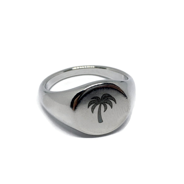 Palm Tree Steel Signet Ring-2