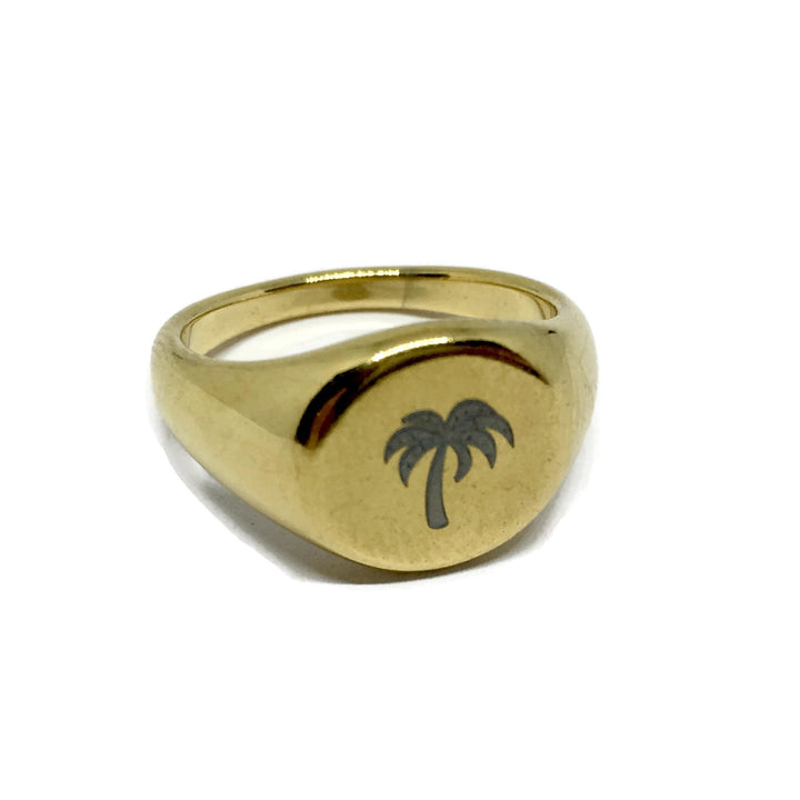 Palm Tree Steel Signet Ring-3