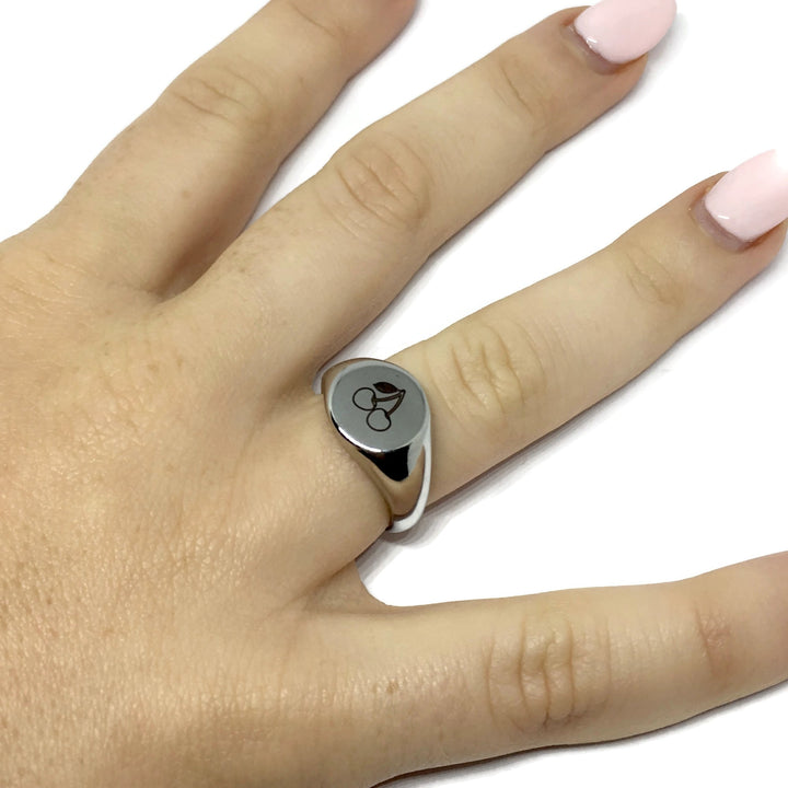 Gifts From The Crypt - Cherries Steel Signet Ring-1