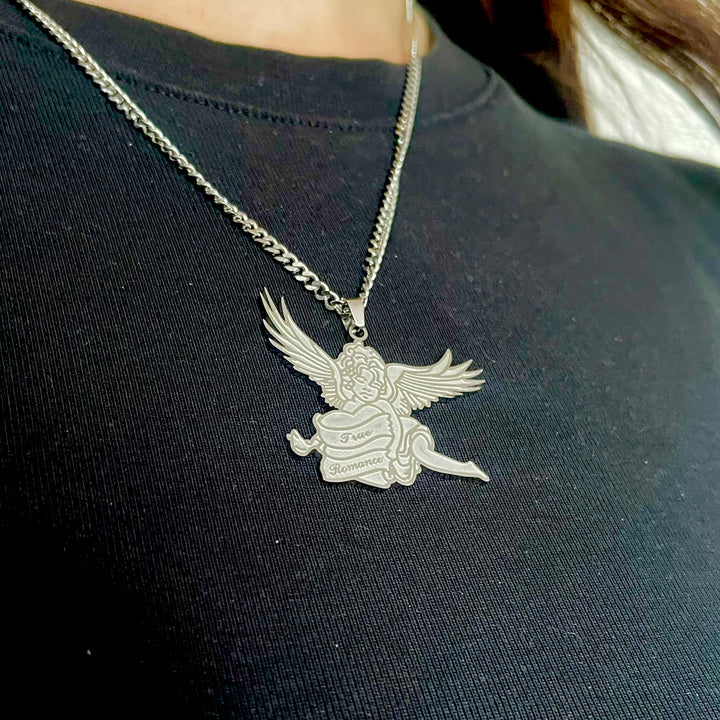 True Romance Cherub Tattoo Necklace-2