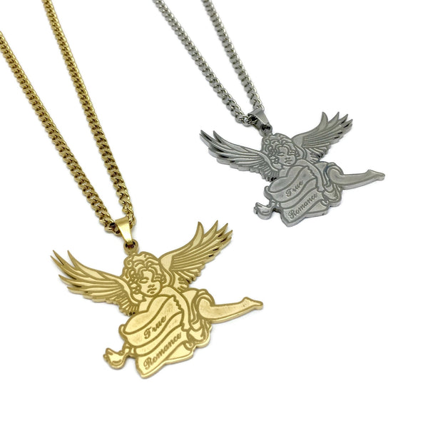 True Romance Cherub Tattoo Necklace-0