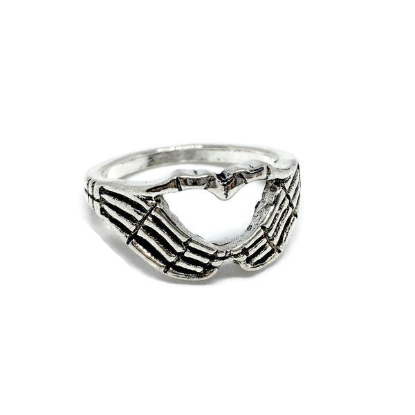 Skeleton Hand Love Heart Ring-0