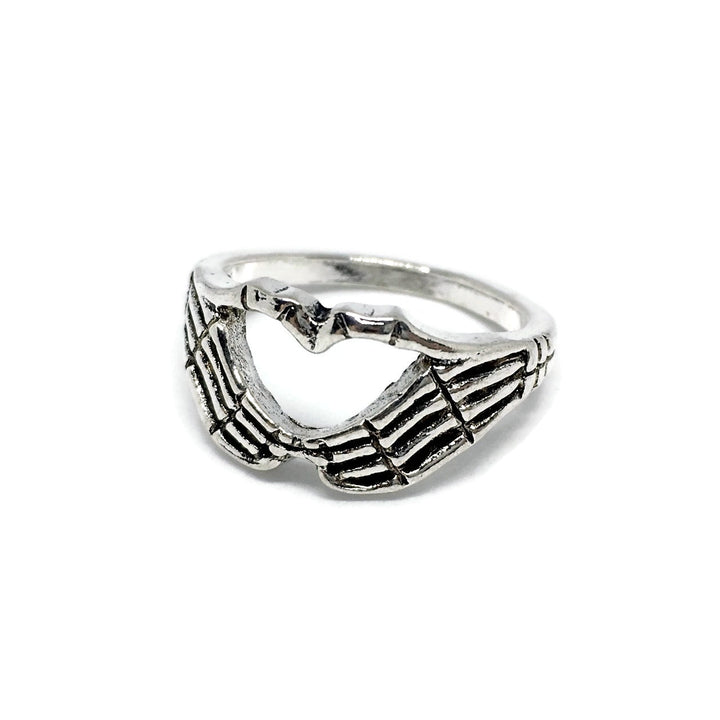 Skeleton Hand Love Heart Ring-2