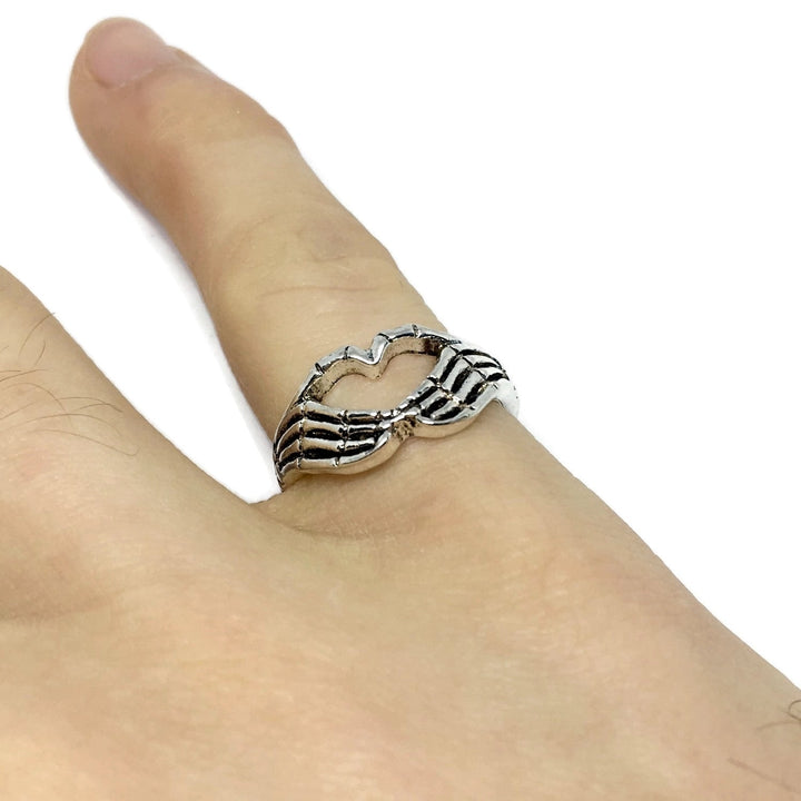 Skeleton Hand Love Heart Ring-1