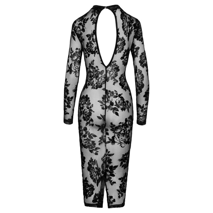 Noir Tight Fitting Floral Transparent Dress by Noir