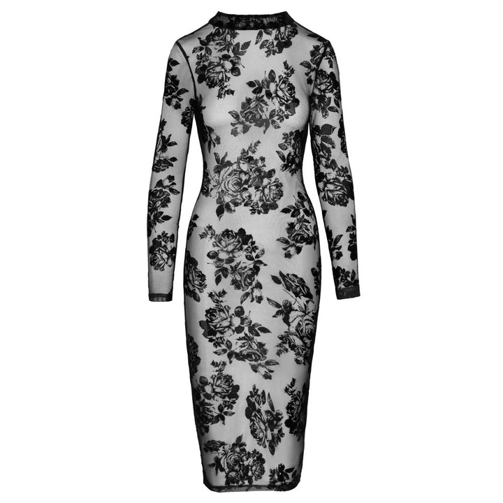 Noir Tight Fitting Floral Transparent Dress by Noir