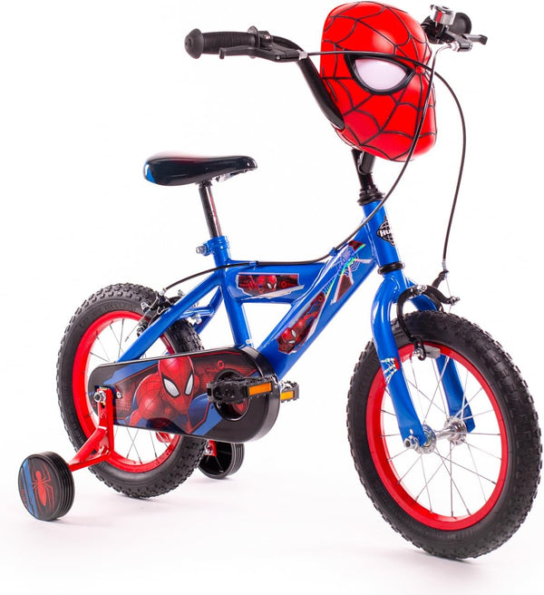 Huffy - Boys Spiderman Bike 14 Inch Wheel with Spiderman Mask Handlebars Ages 4-6, 105-117cm, Blue