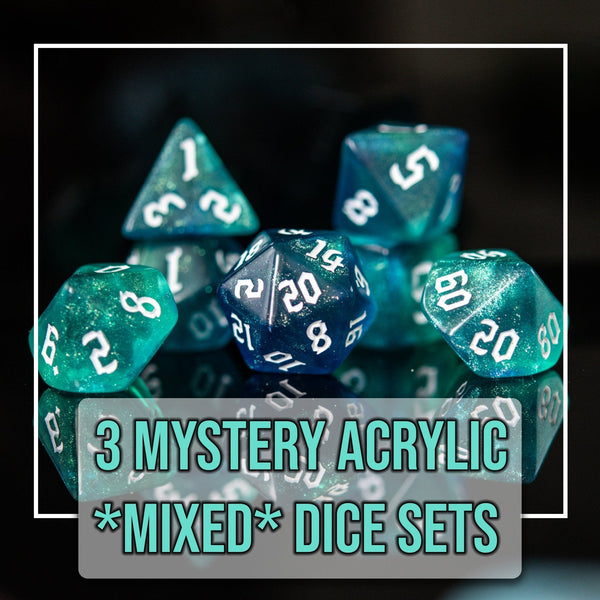 3 Mystery Acrylic Dice Sets by Misty Mountain Gaming