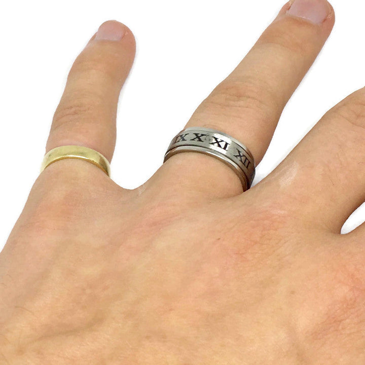 Gifts From The Crypt - Roman Numerals Spinning Band Ring-2