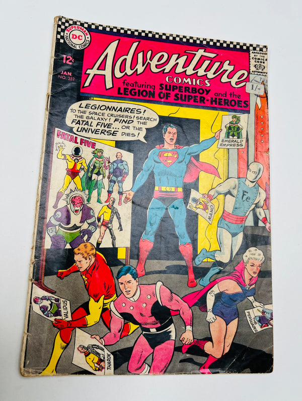 DC - Adventure Comics Issue 352 Silver Age Comic (1967) 5.0 Grade Very Good