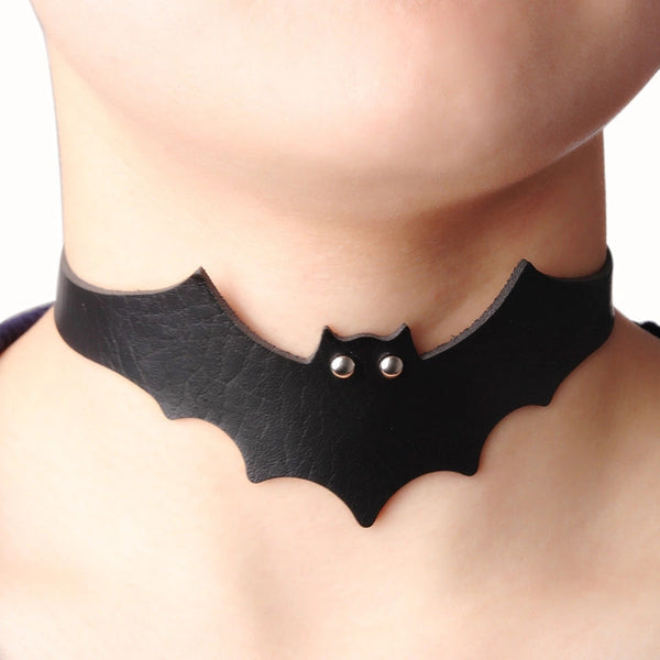 Bat PU Collar Choker-0