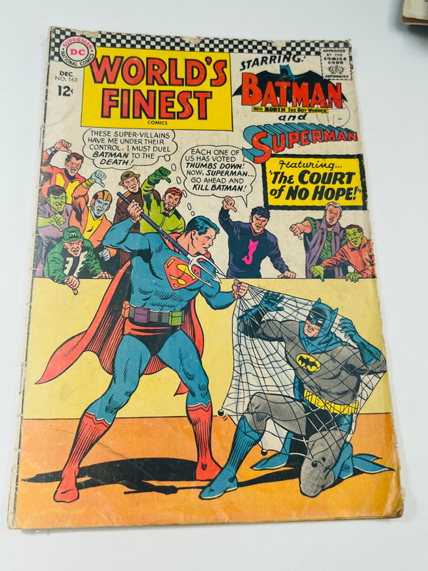 DC - World’s Finest Issue 163 Starring Batman & Superman Silver Age Comic (1966) 7.0 FN Grade